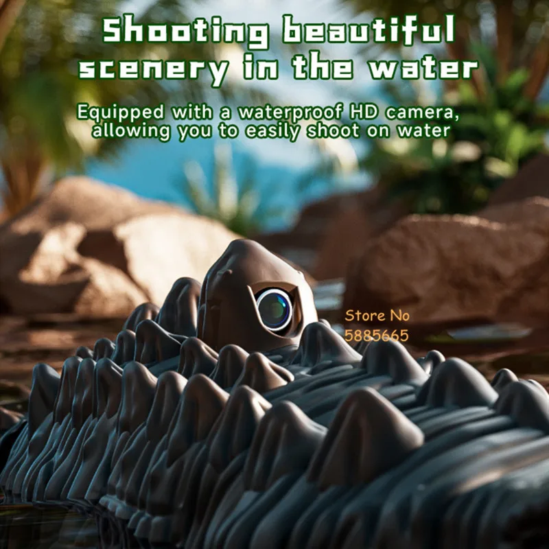 39CM Large Electric WIFI FPV RC Dinosaur Crocodile Boat 2.4G Water Spray Tail Wagging LED Lighting Remote Control Dinosaur Boat