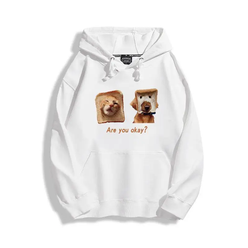 

American Cat and Dog Spoof Fun Fashion Printed Hooded Sweater Fall/Winter New Unisex Loose Plus Size Street Top