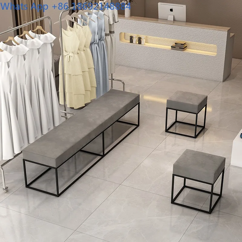 Nordic Clothing Store Small Stool Ins Dressing Shoe Cabinet Long Rest Sofa Stool Soft Cover Shoe