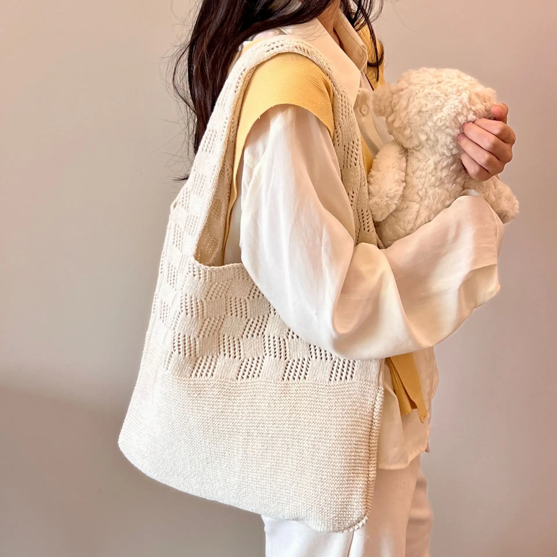 

Модная полая дизайнерская тканая женская сумка на плечо, вязаная сумка большой вместимости, летняя дорожная сумка, повседневная пляжная сумка