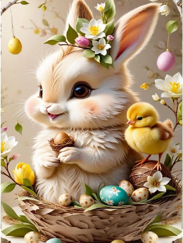 

Div 5D bunny rabbit duck flower cute egg easter Full Diamond Painting cross stitch kits art animal 3D paint by diamonds