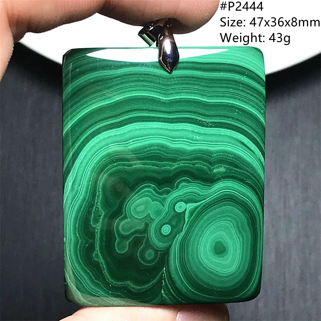 Natural Green Malachite Pendant Jewelry For Women Lady Men Healing Love Wealth Gift Crystal Stone Silver Beads Gemstone AAAAA