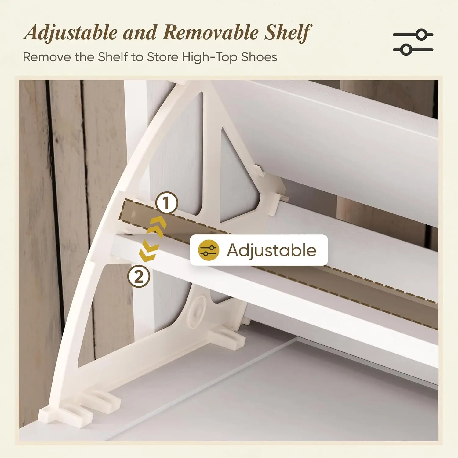 Bauernhaus-Schuhschrank mit 2 Schubladen, rustikaler, schmaler Eingangsbereich-Organizer, weißer Scheunentür-Stil