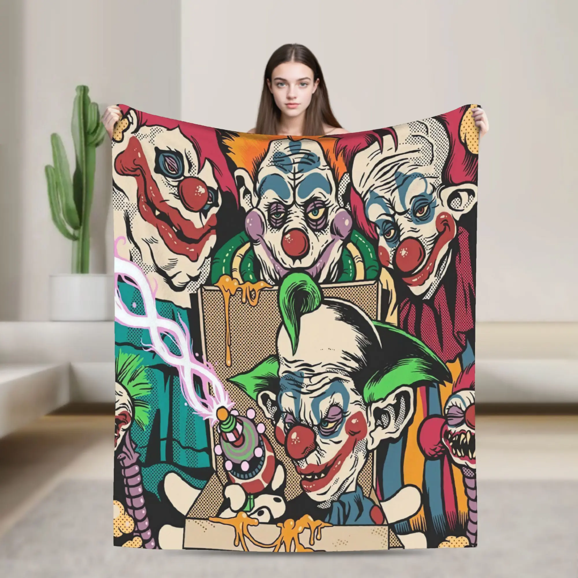 Killer Klowns From Outer Space Wax Blanket Office Flannel Throw Blanket For Couch Chair Warm Quality Bedspread Birthday Present