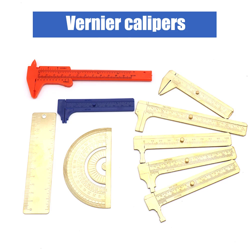 Mini Vernier Caliper Brass Metric Imperial MM INCH Small Portable Ruler Measure Tool Slide Length Gauge Copper Caliber Craft DIY