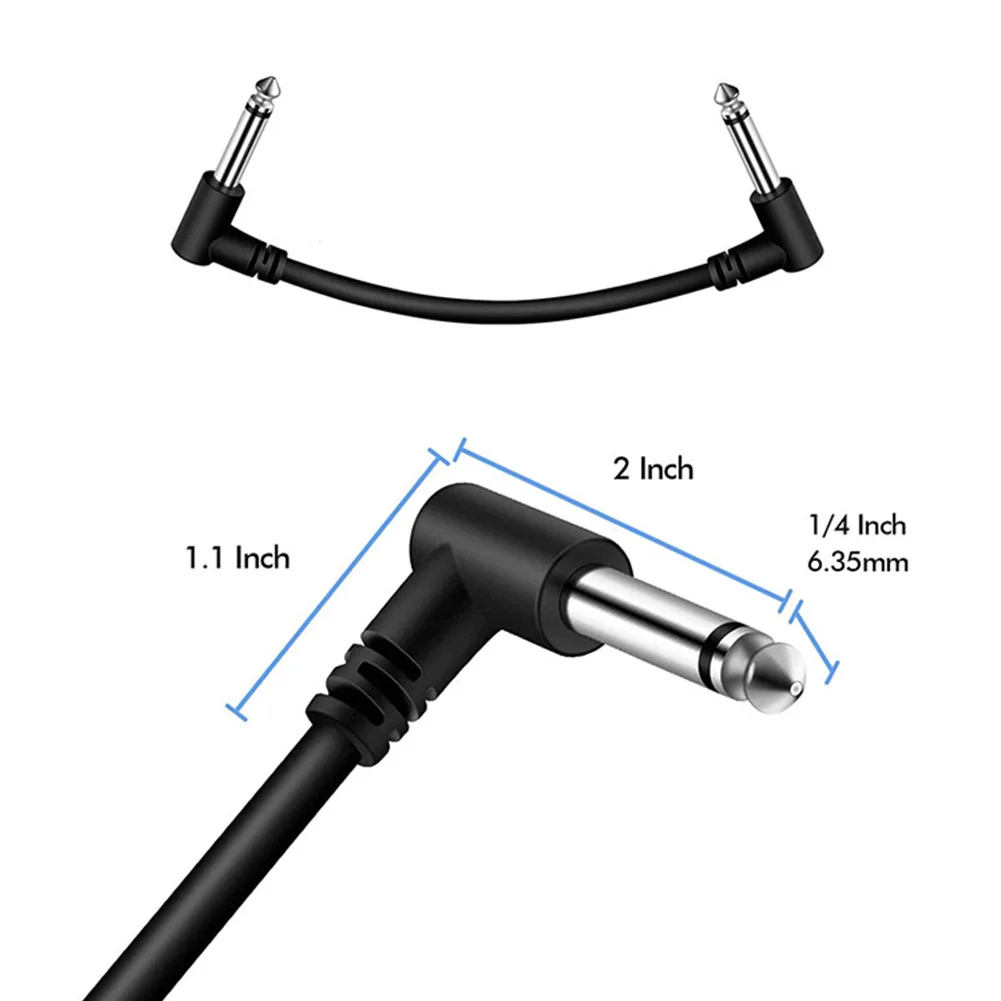 15cm 6.35mm Guitar Effects Pedal Cable Connector 1/4in Plug Wire Right Angle