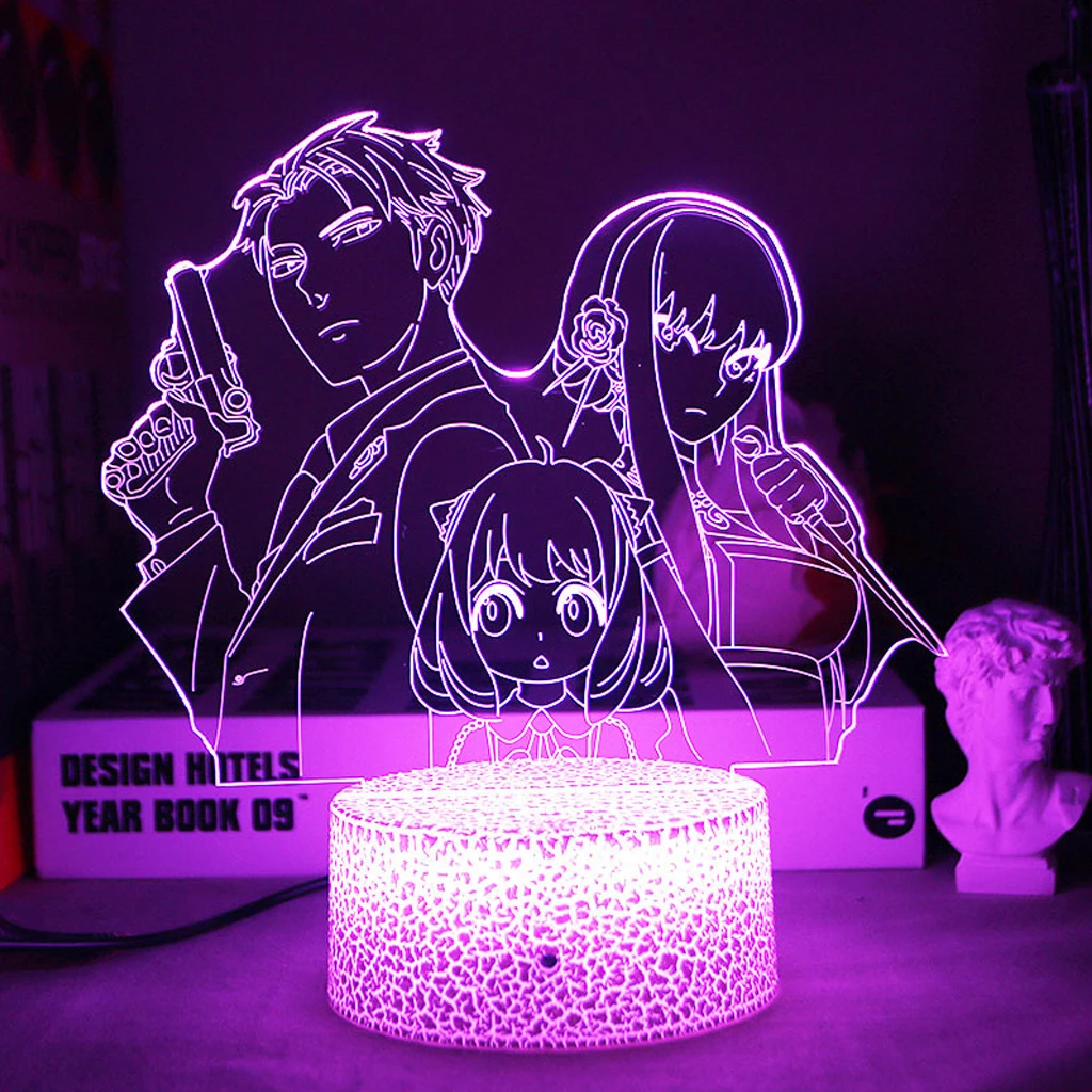 Imagem -05 - Luz Led 3d Anime para Crianças Decoração do Quarto Decoração do Quarto de Aniversário Lâmpada de Mesa Presente Manga Anya Forger