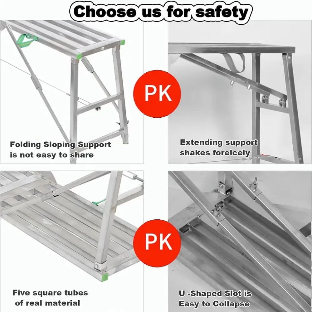 Adjustable Height 400kg Capacity Multi-Position Portable Scafold Tower Ladder with Steel Structure, 180cm