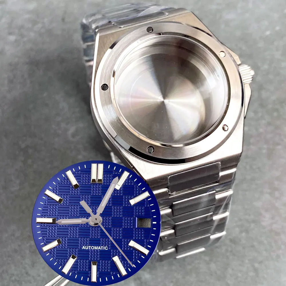 

40mm watch case+dial+hand set Sapphire Fit NH35AA NH36AA NH34AA Movement Mens steel Bracelet 200m Waterproof Watch accessories
