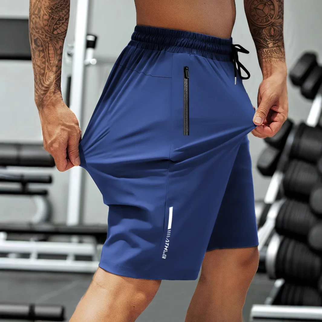 New Men's Quick Dry Running Shorts Loose Breathable Cool Feeling Summer High Elasticity Sports Training Shorts European American