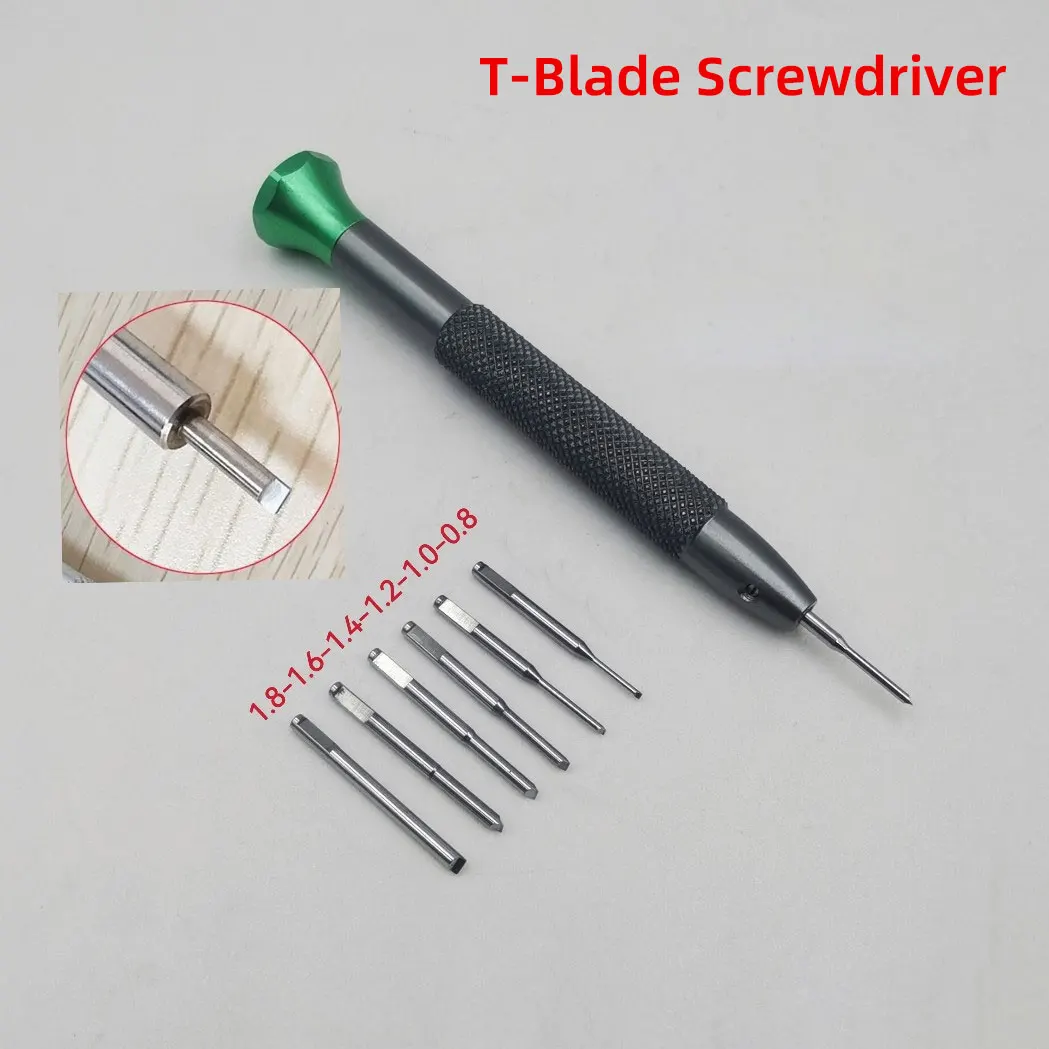 New Anti-Skip T Shape Watch Screwdriver Set 0.8-1.8mm Size Non-Slip Watchmaker Flat Blade Screw Driver Tool With Box for Rlx