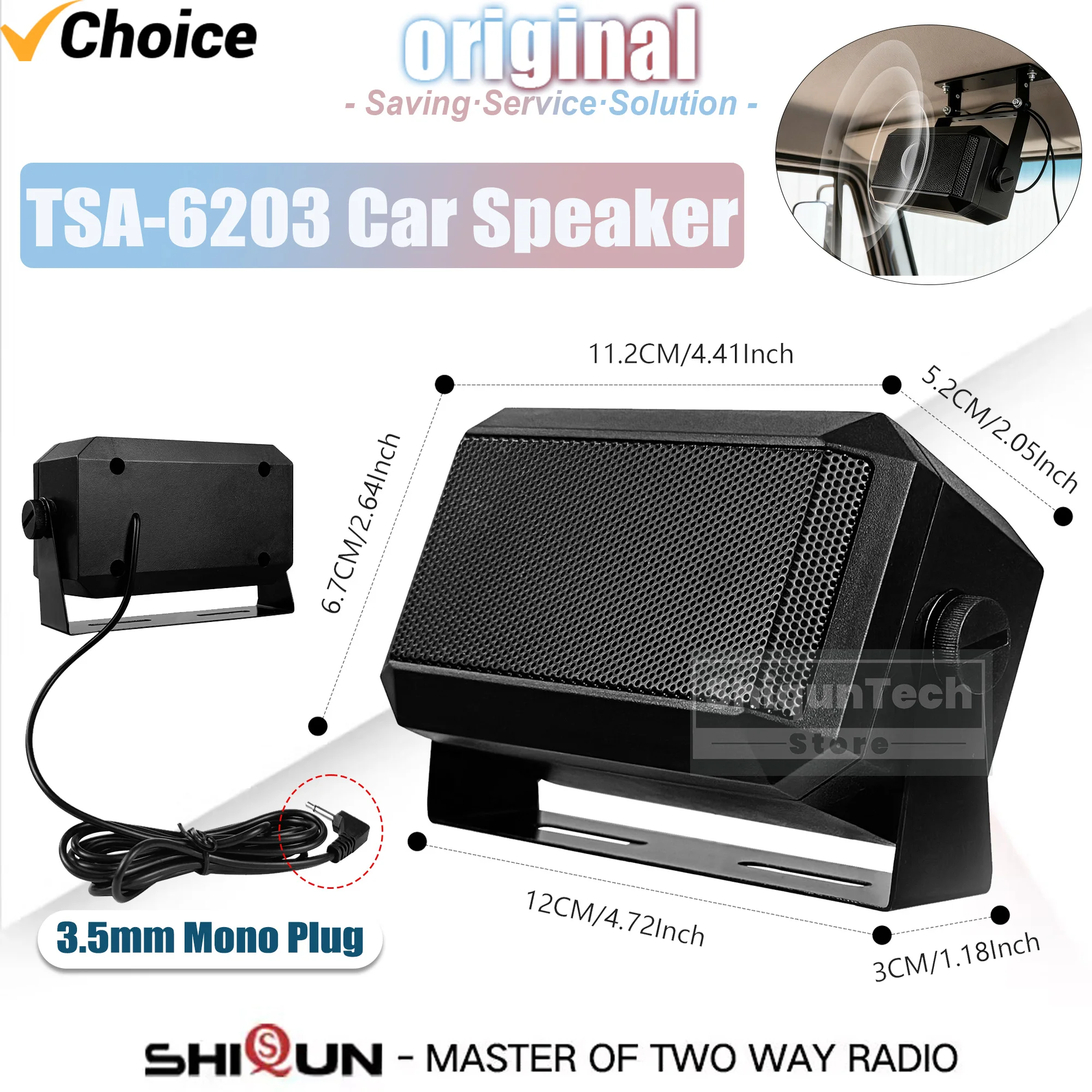 Car Radio External Speaker Professional Rectangular 3.5mm Plug 5W CB TSA-6203 External Speaker For Ham Radios Mobile Transceiver