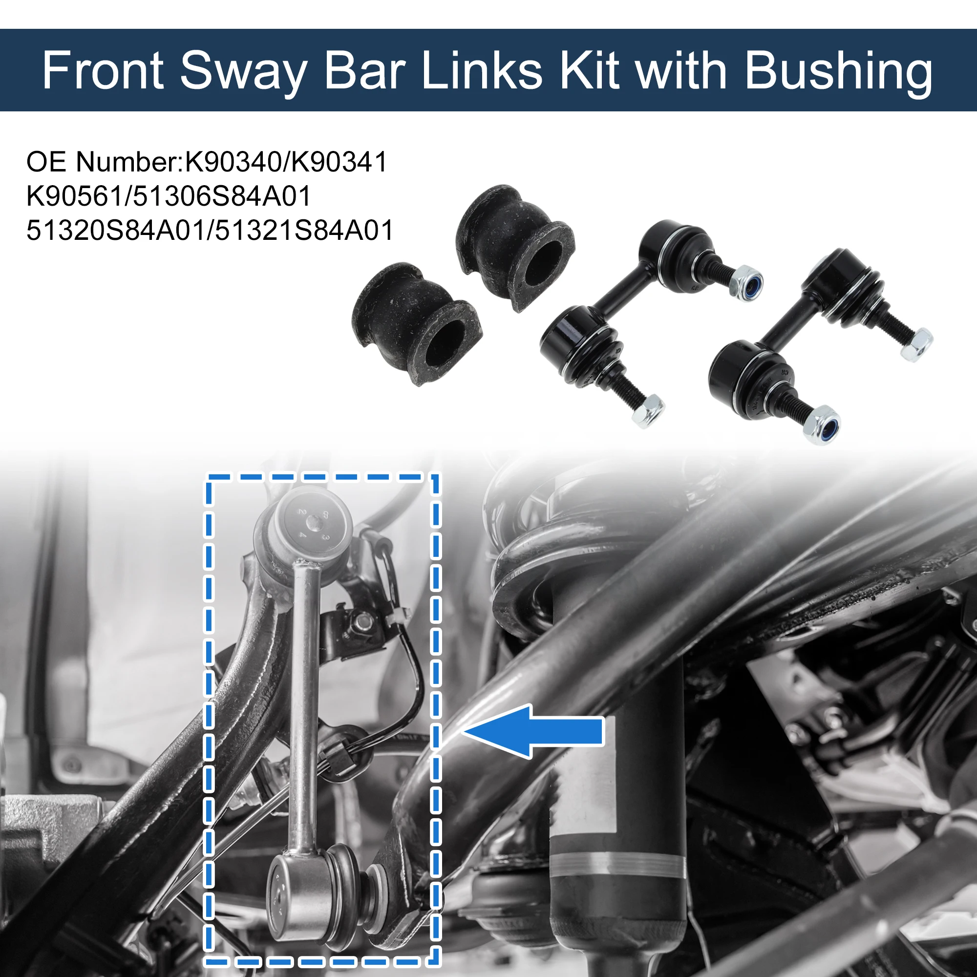 UXCELL Front Stabilizer Bar Links with 2 Pcs Bushing for Honda Accord No.K90340 1 Set