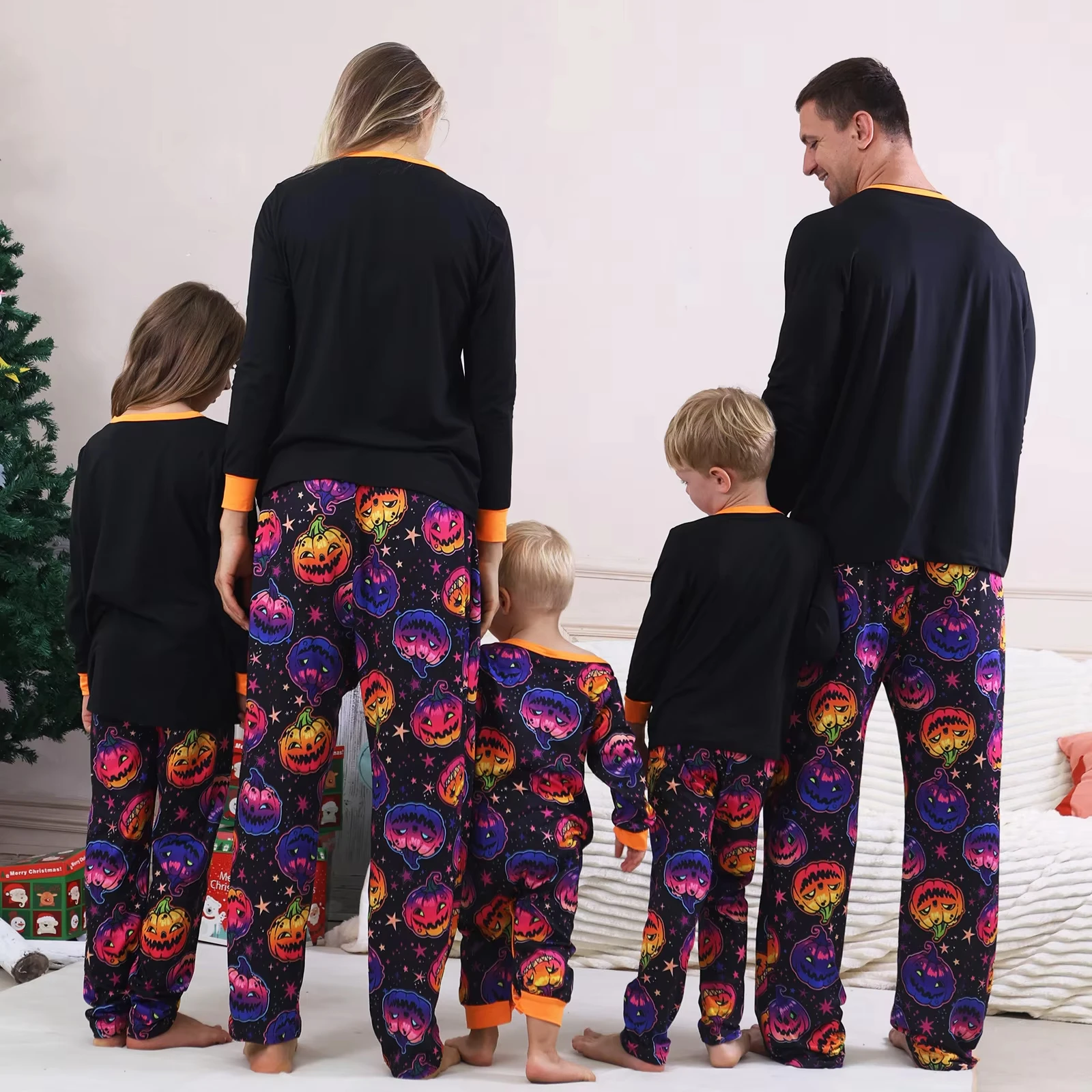 Halloween Party Clothes Family Matching Pajamas Set Skull Pumpkin Print Cute Loose 2 Pcs Sleepwear Baby Romper Holiday Look Pjs