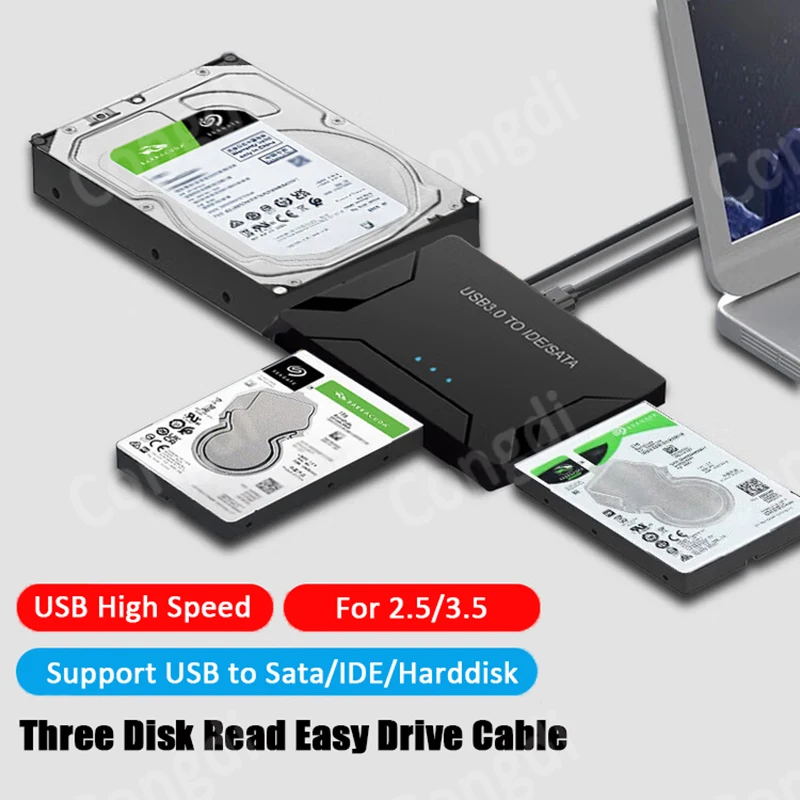 

USB 3.0 to SATA IDE Hard Disk Adapter Converter Cable for 3.5 2.5 inch HDD/SSD CD DVD ROM CD-RW 3 in 1 IDE SATA Adapter