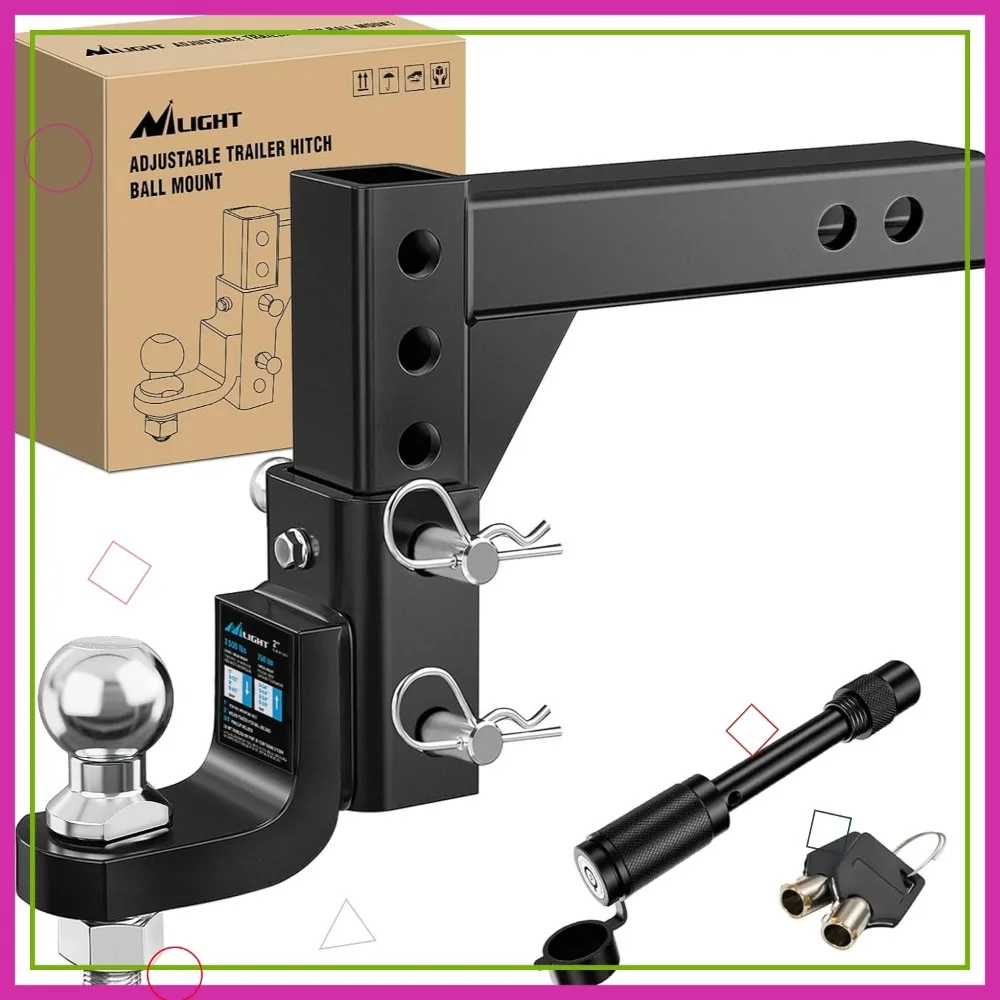 

8-Position Adjustable Trailer Hitch with 2-Inch Ball, 7500 lbs Capacity for Trailers and RVs