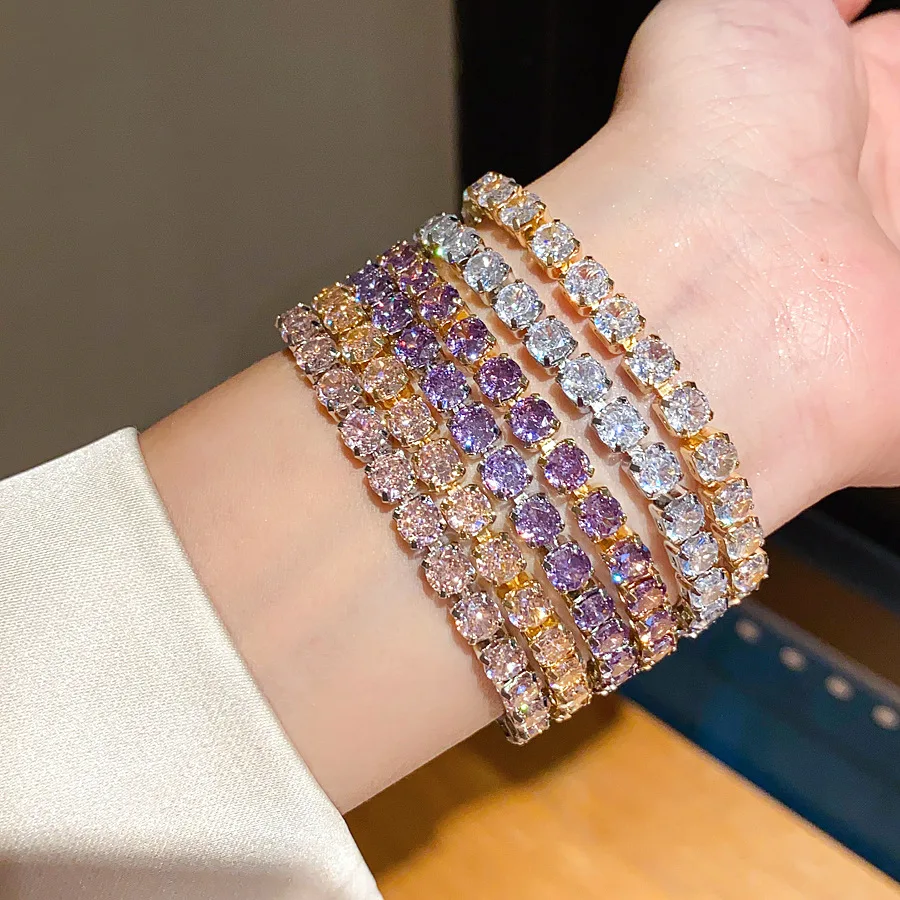 

Zircon-Embedded Square Chain Link Bracelet - Niche Luxury Design, Fashionable Versatile Elegant Jewelry for Women