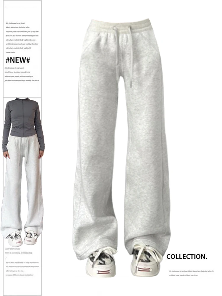 

Women Grey Pants Baggy Vintage Harajuku Y2k 90s Retro Oversize Sweatpants High Waist Wide Jogger Trousers 2000s Clothes 2024 New