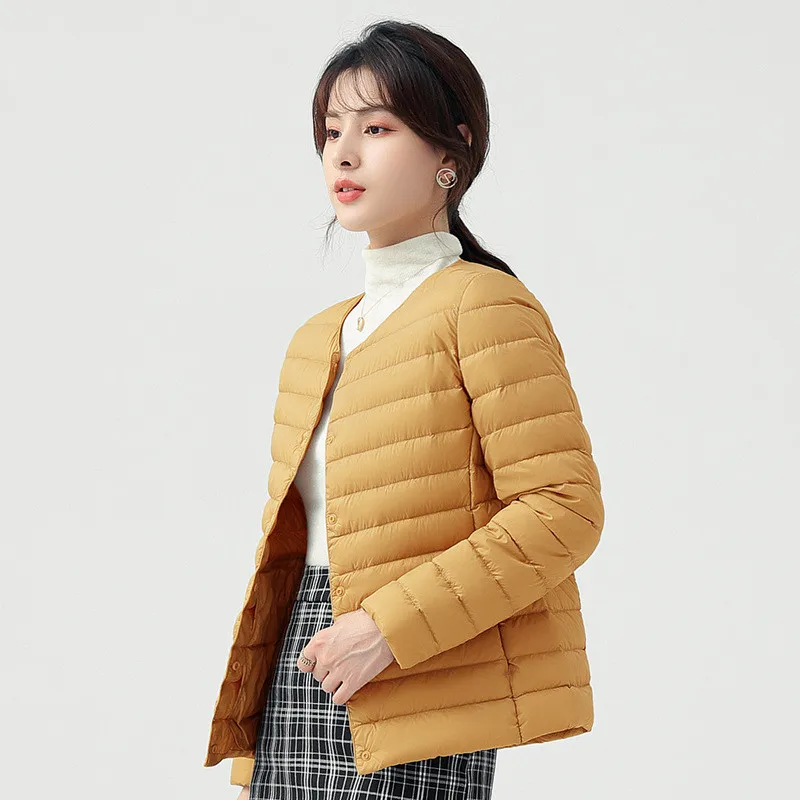 Women Warm Down Coat New Autumn Winter Ultra Light Thin White Duck Down Jacket Parkas Ladies Single Breasted Bigsize Outwears