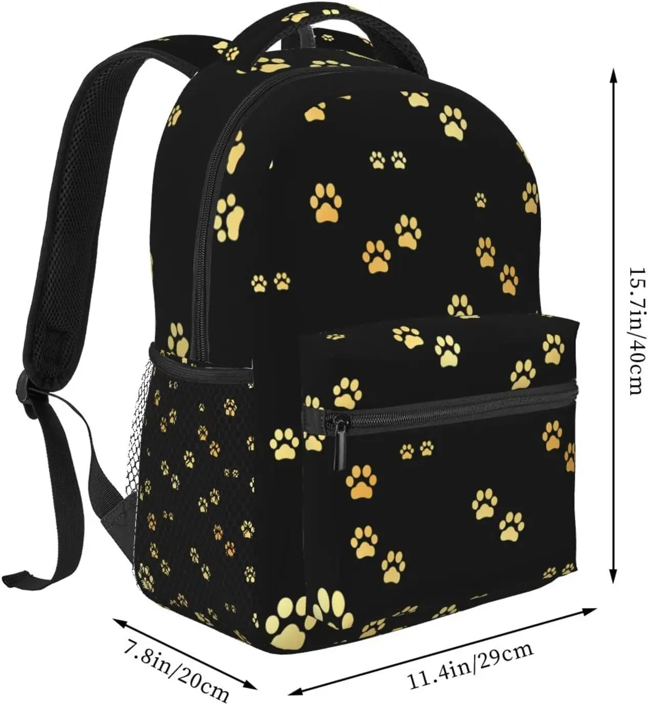 Cute Golden Dog Paw Print Footprint Stylish Casual Backpack  Laptop Backpacks Pockets Computer Daypack For Work Business Travel