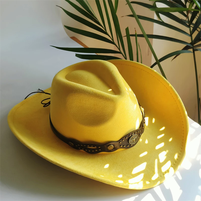 Breite Krempe Cowboyhüte für Damen, Retro Cowboyhut, Herren Jazzhut, Wildlederhut, Filzhut, Vintage Panama Sombrero Hombre – Detail 5