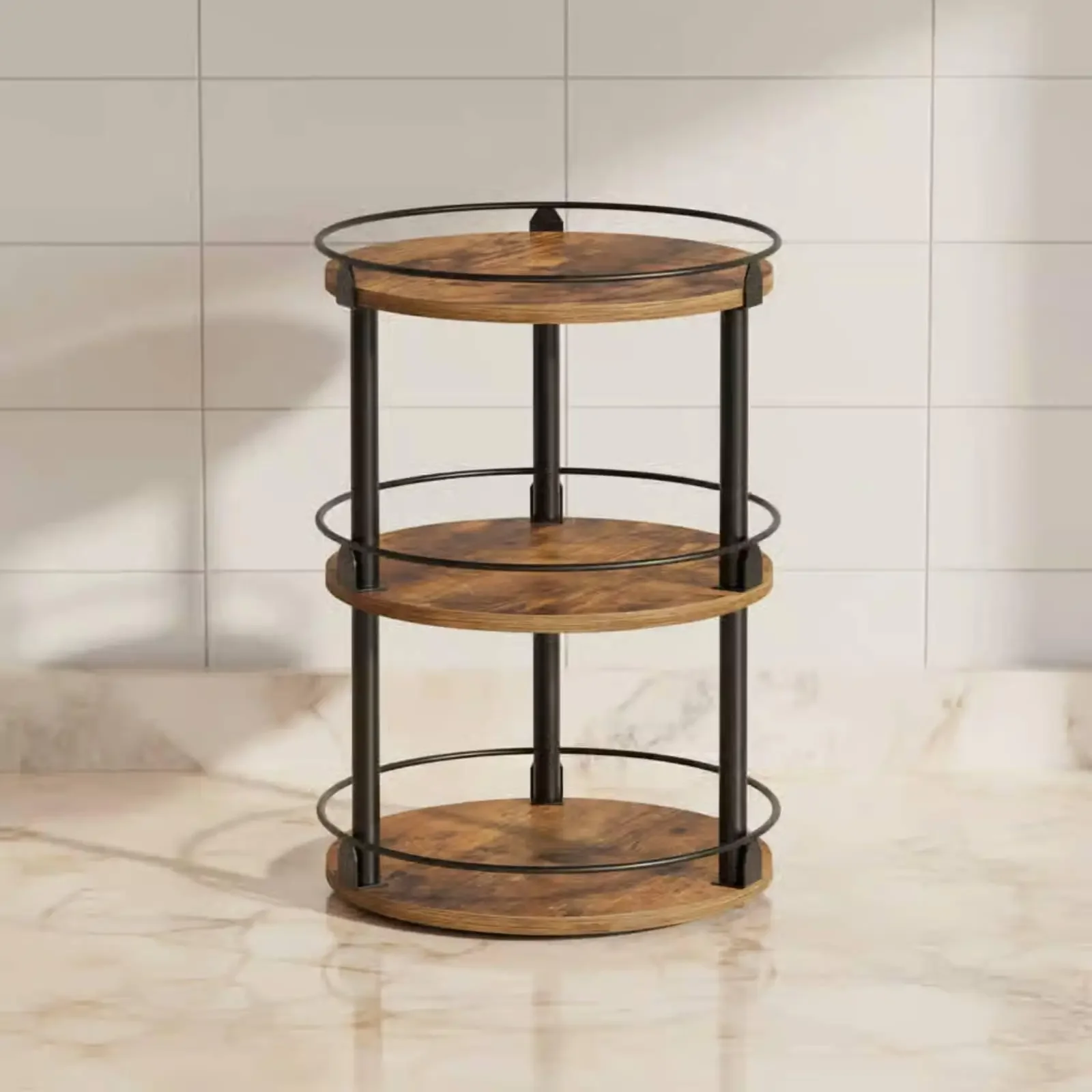 Space Saving Rotating Spice Rack Multi Functional Turntable Storage Shelf for Bathroom Pantry or Hobby Area