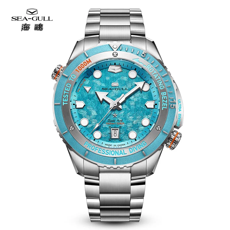 Seagull Ultra Diving Series Men Watch 100Bar Waterproof Helium Valve Integrated Watches Luxury Automatic Mechanical Watch 1217
