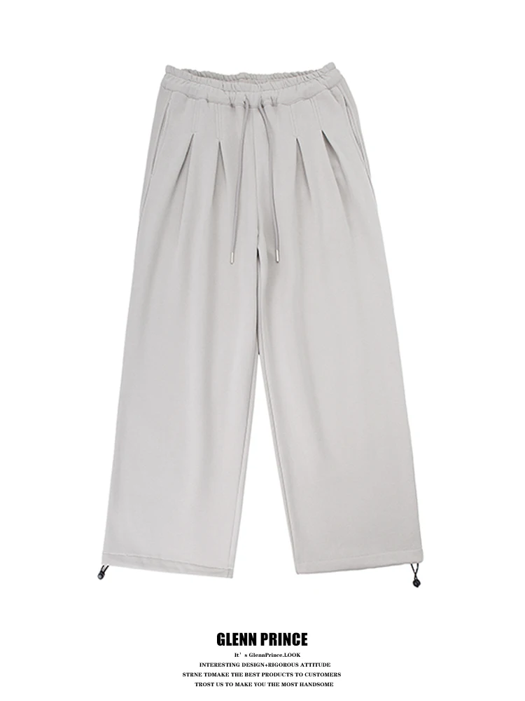 

GPstudio Men's Fce Lined Casual Pants Vintage Pure Color Straight Leg Spor Drapey Winter Versatile Comfortable Cotton