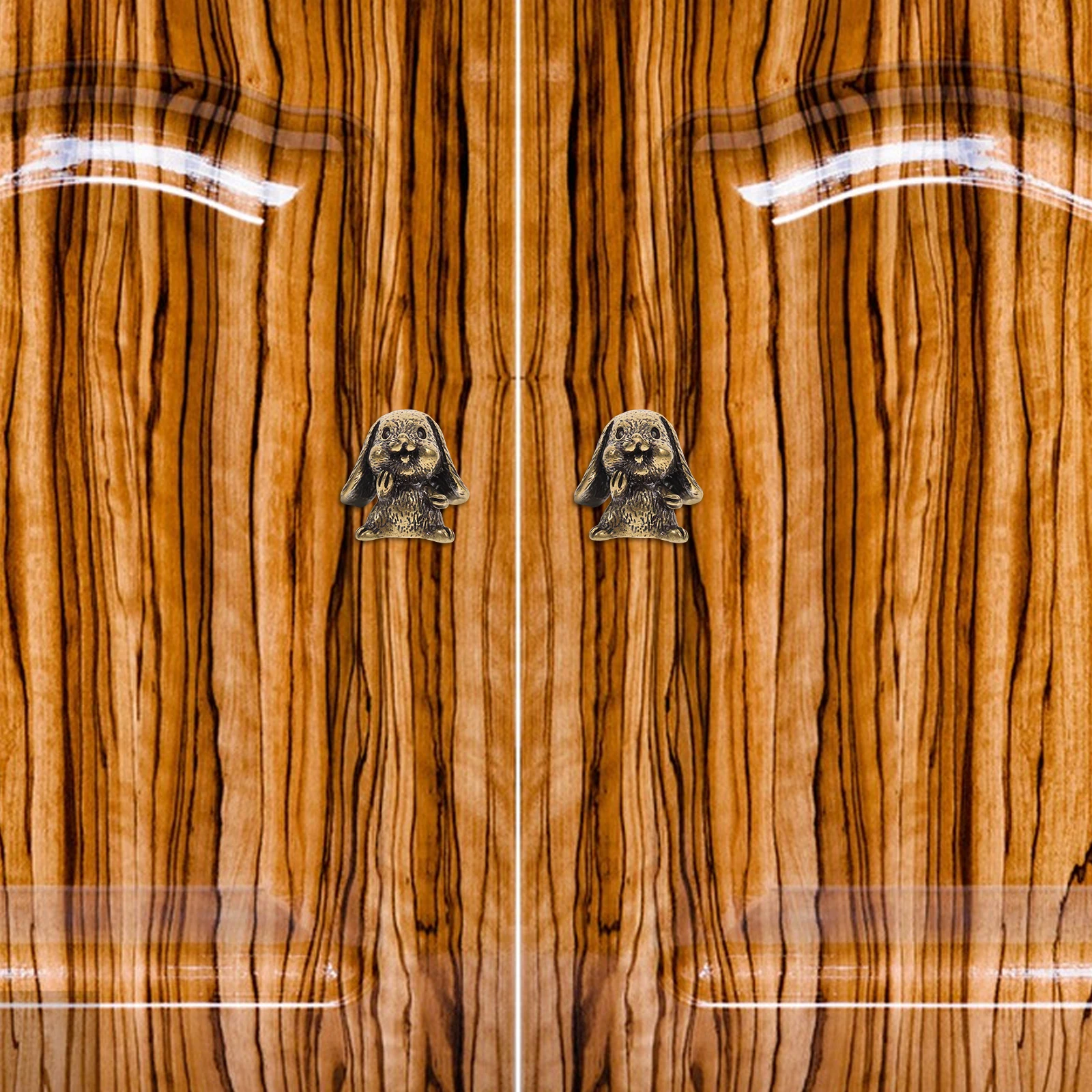 

2Pcs Door Handle Accessories Creative Drooping Ear Rabbit Brass Cabinet Knobs Vintage Drawer Pulls Animal Boho Dresser Hardware