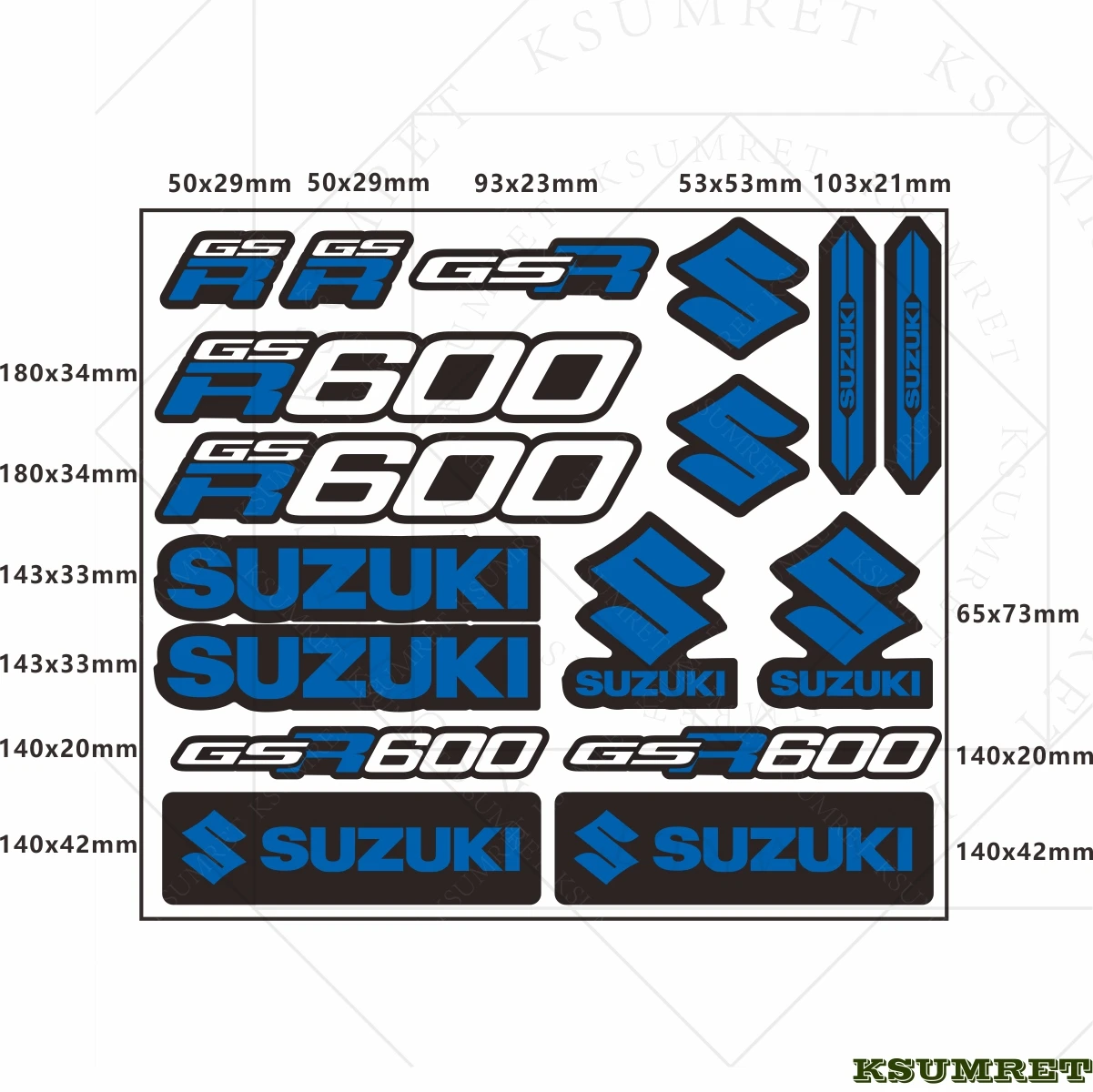 الفينيل لسوزوكي دراجة نارية ملصقات GSR600 شعار مائي عاكس للماء