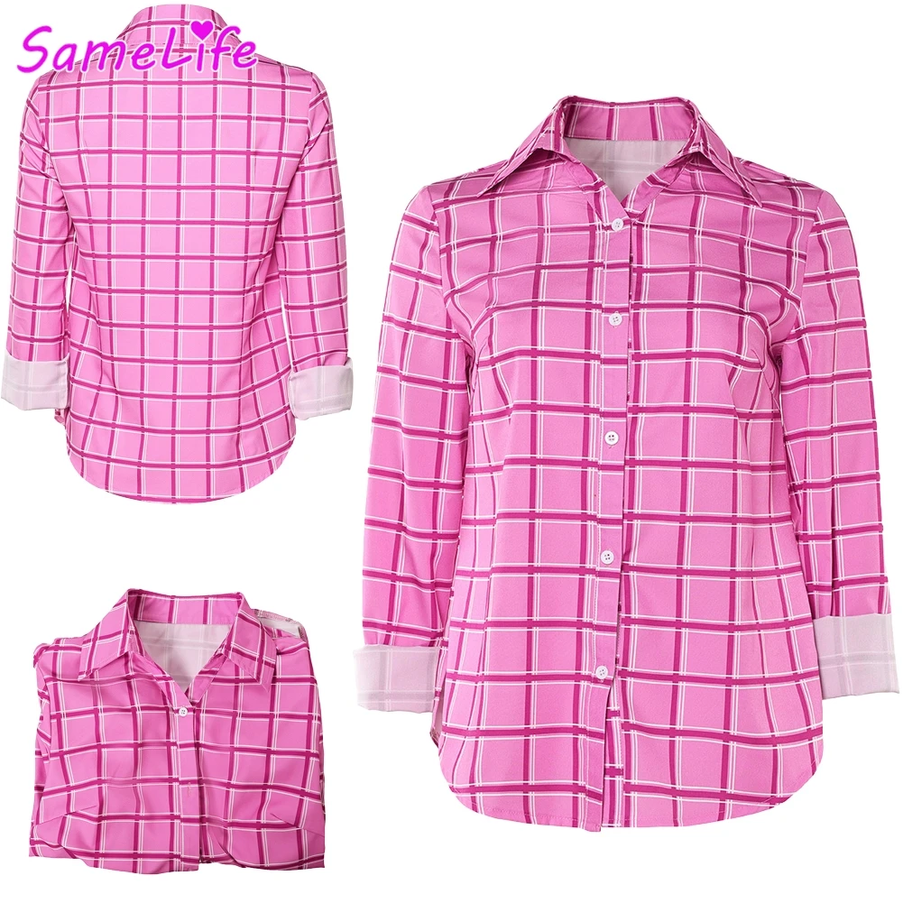

S2 Rabbit Judy Hopps Cosplay Fantasy Pink Plaid Shirt Cartoon Zoo Costume Disguise Halloween Adult Women Roleplay Party Outfit