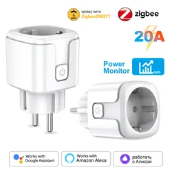 Zigbee3.0 Smart Socket EU 20A Smart Plug With Power Monitor Timing Function Voice Control Work With Alexa Google Assistant