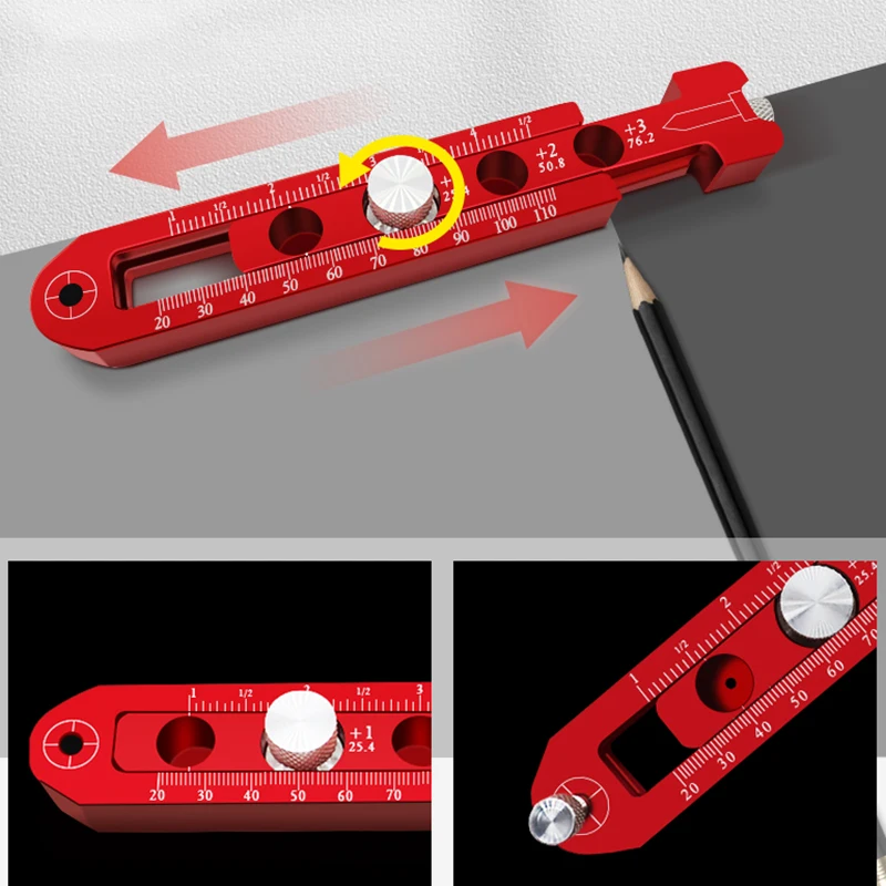 1pc Metric/inch Woodworking scribing Center Finder ruler scribing Circle ruler Woodworking Gauge Compass Measuring Tools