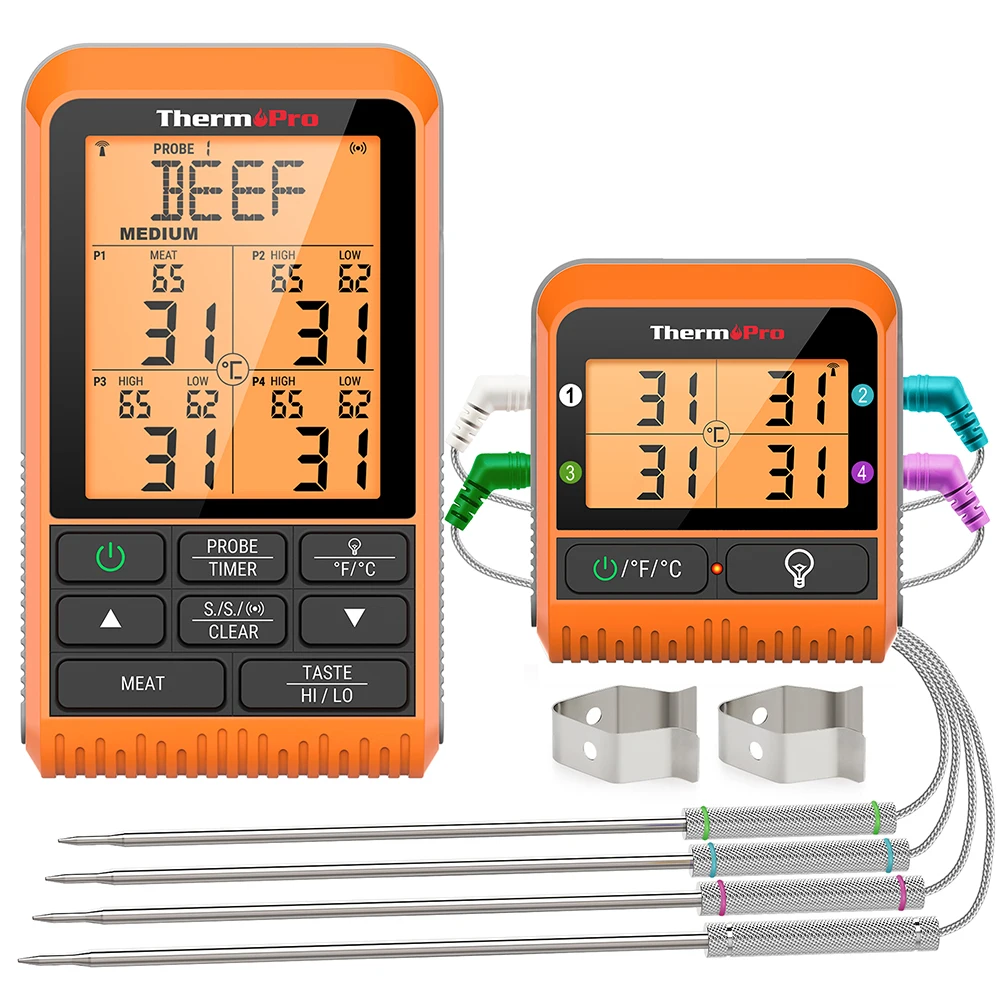ThermoPro TP829 300M Wireless 4 Probes Backlight With Timer Barbecue Grill Oven Kitchen Cooking Meat Thermometer