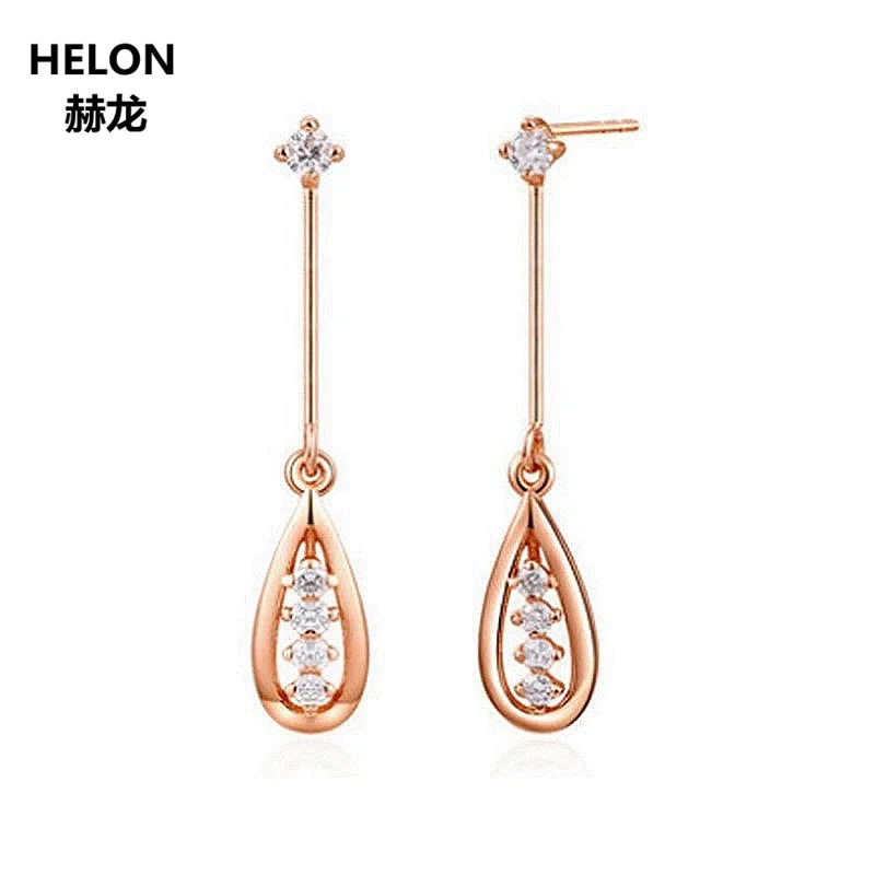 

14K Solid Rose Gold SI/H Natural Diamonds Drop Earrings for Women Engagement Wedding Earrings Anniversary Party Fine Jewelry