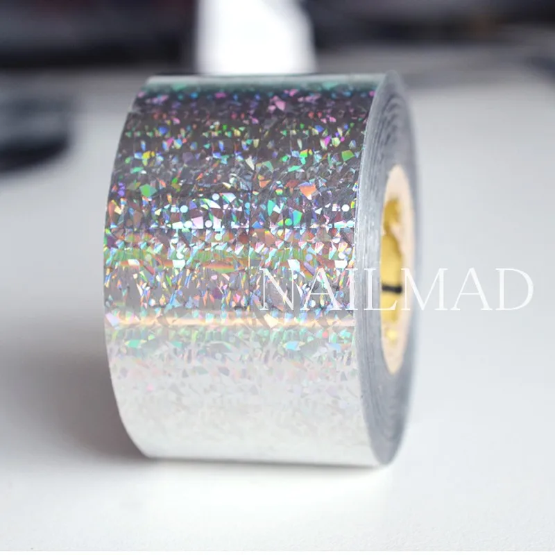 1 roll 120m*4cm Holographic Nail Foil Holographic Gold Laser Silver Nail Art transfer Decal Foil Sticker Decals Nail Decoration