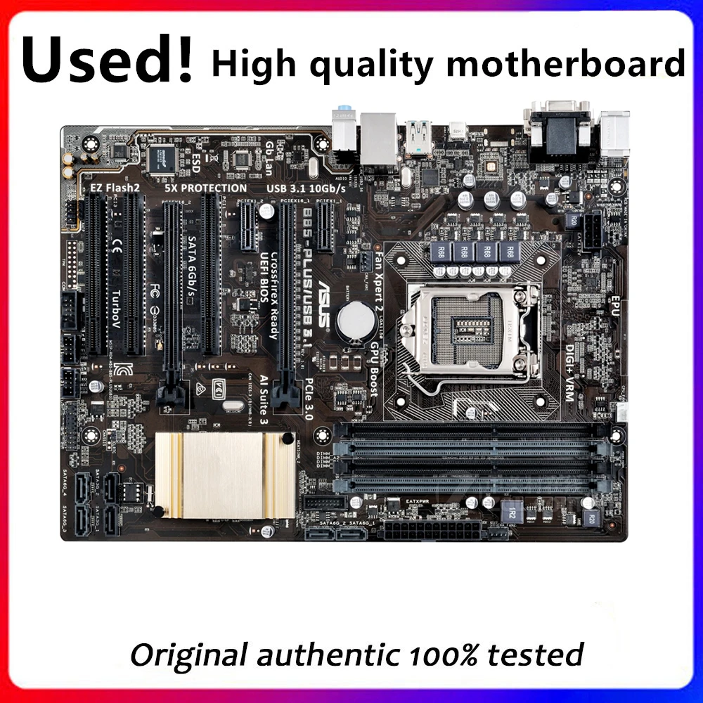 

Материнская плата для настольных ПК Asus B85-PLUS/USB3.1 B85 LGA 1150 DDR3 32 ГБ для Core i7 i5 i3 SATA3 USB3.0, оригинальная использованная материнская плата