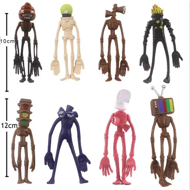 사이렌 헤드 액션 피규어 장난감, 만화 사이렌헤드 공포 모델 인형, 어린이 선물, 세트당 8 개, 2023 신제품