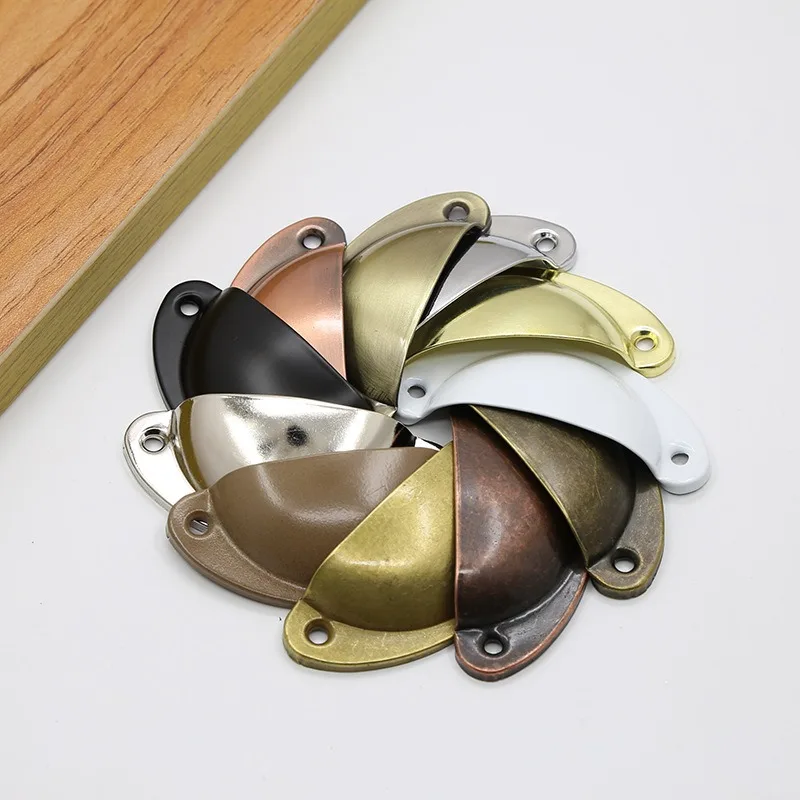 1PCS Retro Metal Kitchen Drawer Cabinet Door Handle And Furniture Knobs Handware Cupboard Antique Brass Shell Pull Handles