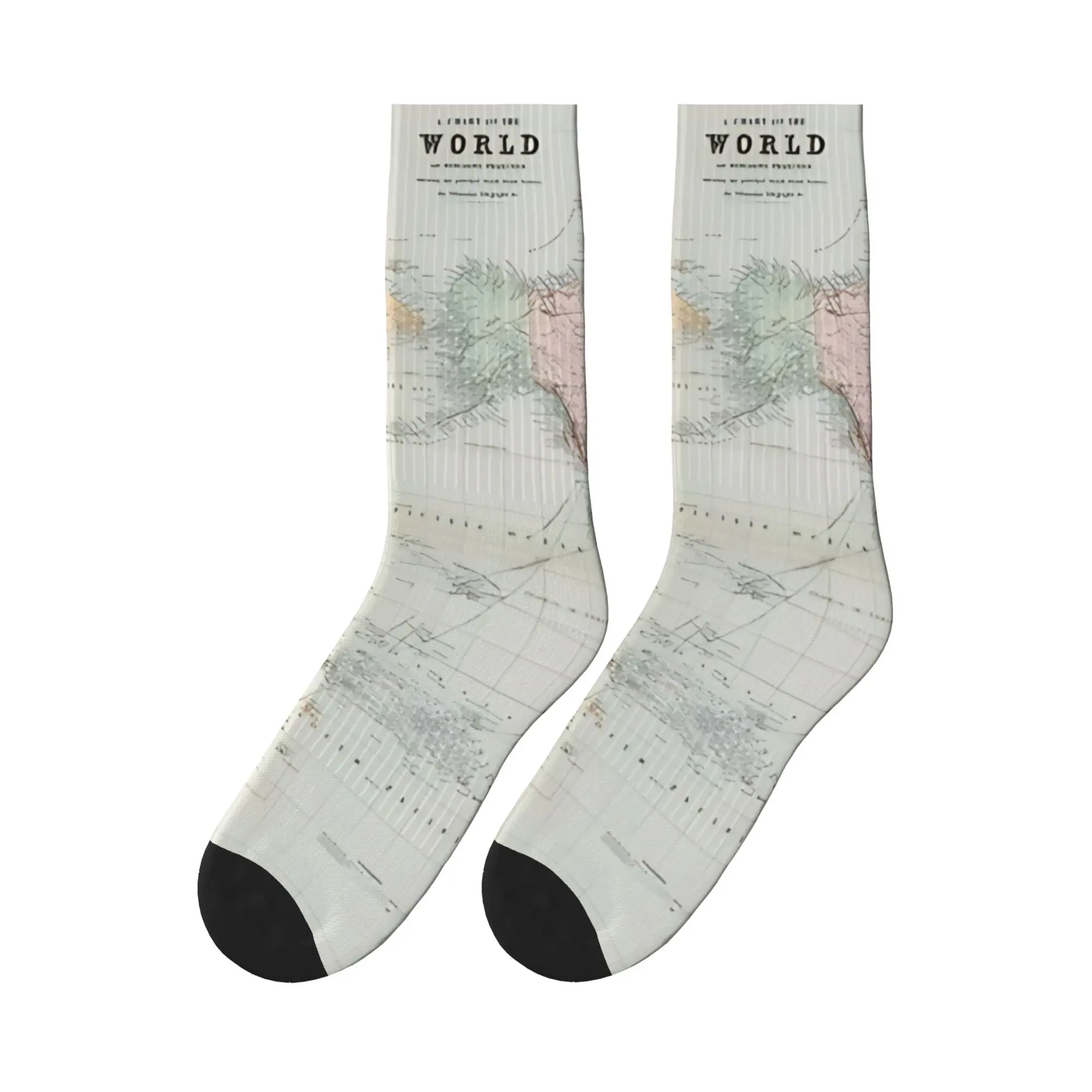 

Vintage Map of The World Socks Pattern Stockings Non Slip Adults Men Socks Soft Breathable Spring Vintage Running Socks