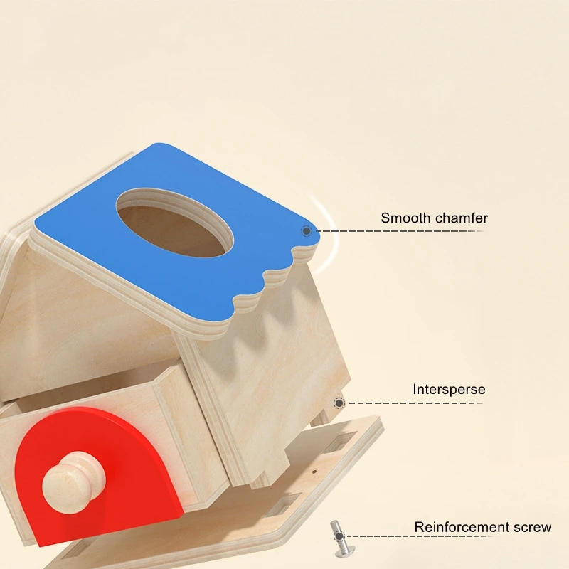 مونتيسوري منزل خشبي لعب للأطفال ، التعليم المبكر ، التعرف على اللون ، رمي الكرة ، درج عملة ، لعبة التدريب ، لعب اطفال ورضيع