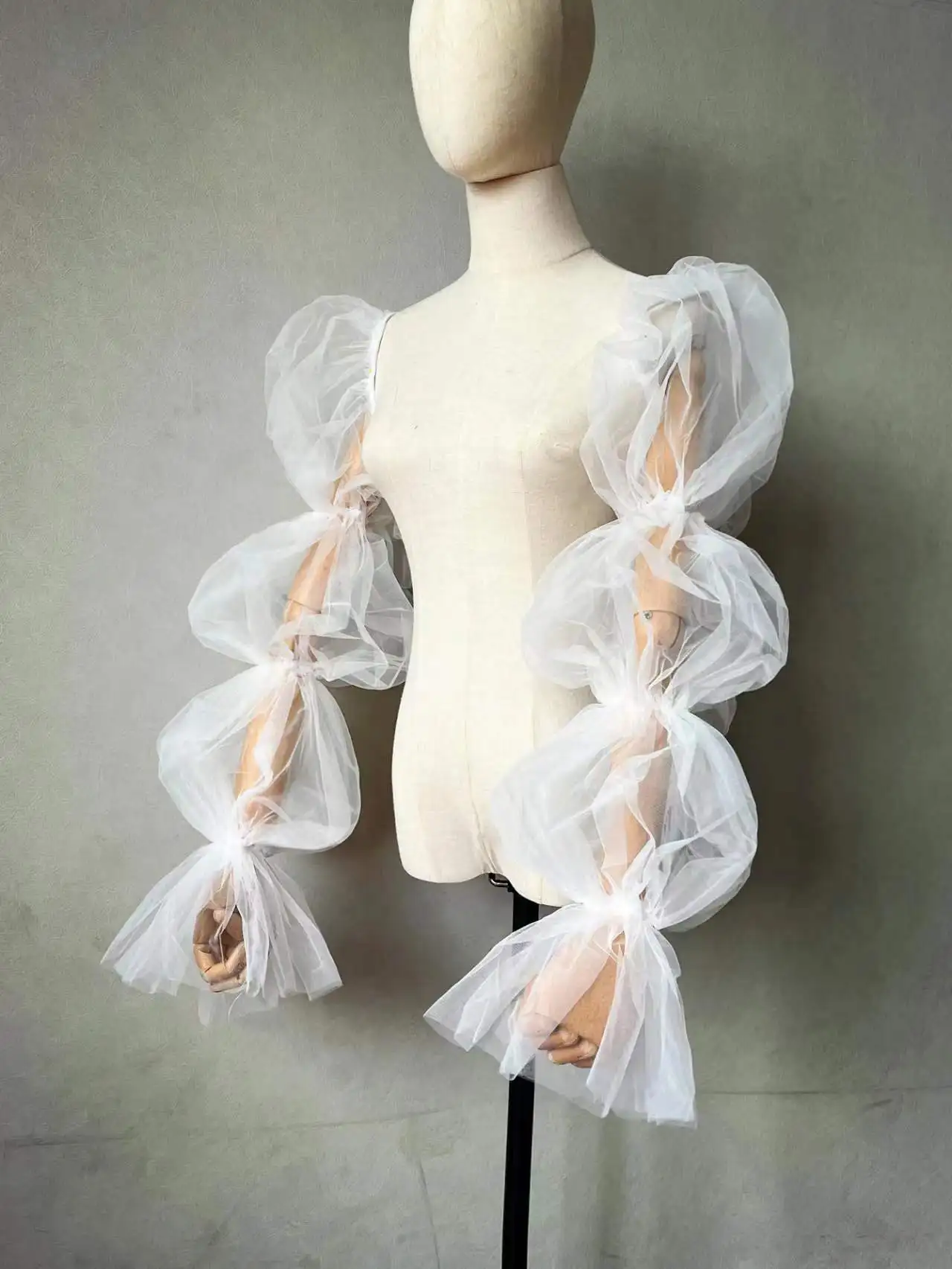 Manica rimovibile da sposa in Tulle bianco maniche staccabili a tutta lunghezza fodera per braccio da sposa decorare eleganti guanti con maniche a