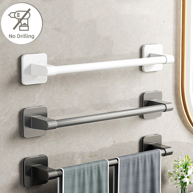  Bathroom Towel Holder Slipper Rack Holder Without Drilling Wall Mounted Towel Shelf   Towel Bar Kitchen Bathroom Accessories 