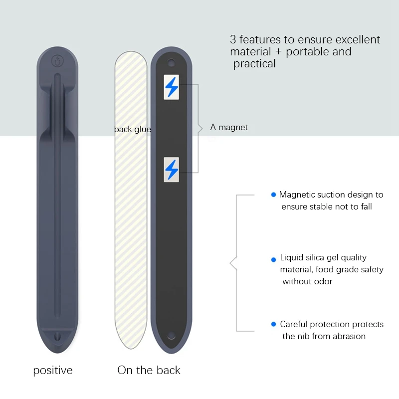 Silikonowy uchwyt na długopis do ołówka jabłkowego 1 2 Gen magnetyczny uchwyt na długopis silikonowy iPad (czarny)