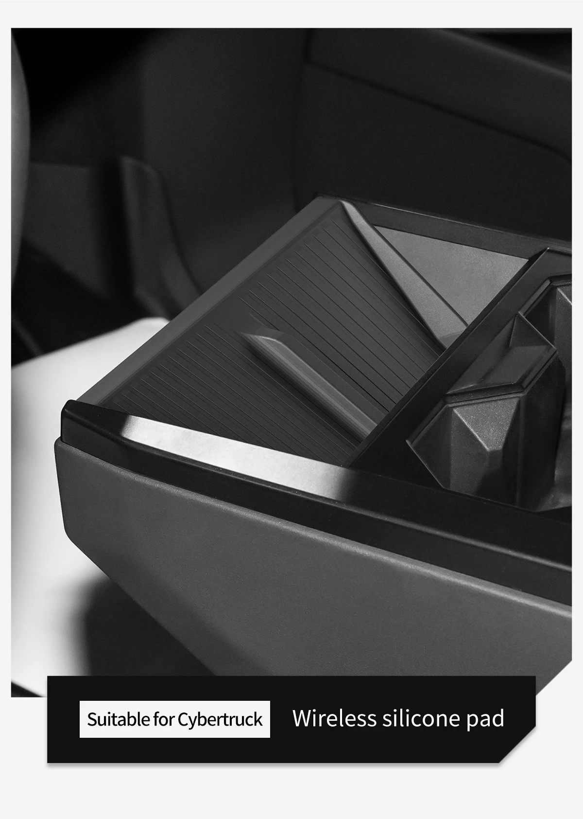 LUCKEASY für Tesla Cybertruck 2024-2026 Auto-Aufbewahrungsbox-Set Mittelkonsole Getränkehalter Kabellose Rutschfeste Matte Zubehör 4-teilig – Detail 13