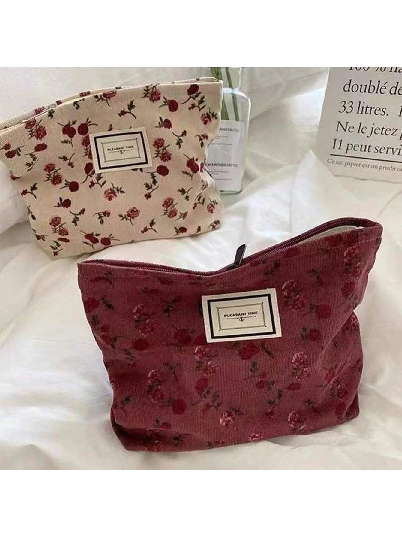 

Цельная косметичка Ins Rose Flower для женщин, новый нишевый клатч, портативная сумка для хранения туалетных принадлежностей, винтажная и простая