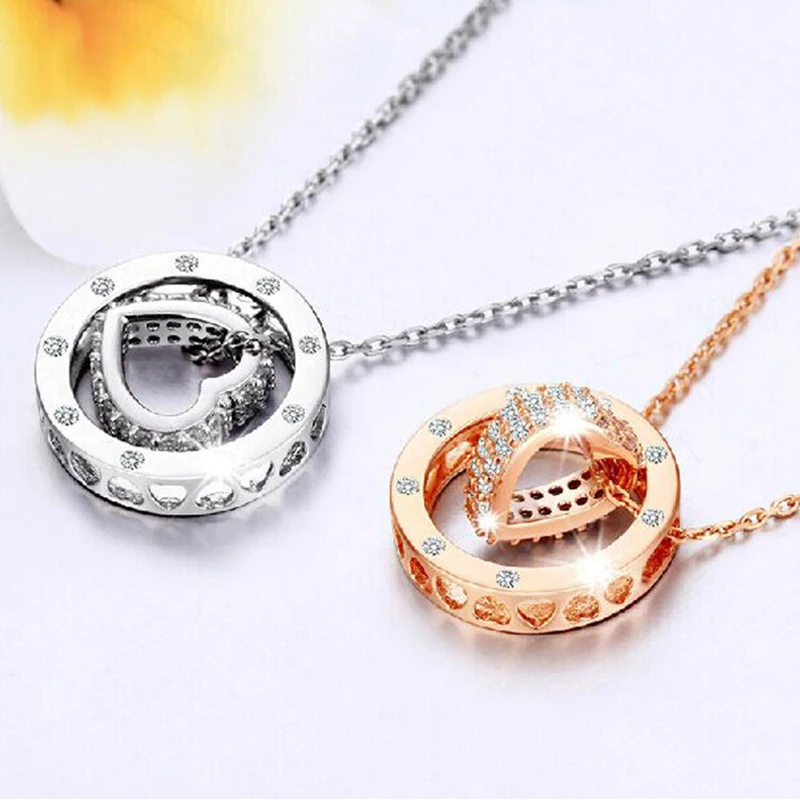 Cute Romantic Heart-Shape Geometric Pendant Necklaces For Women Lovers\' Accessories Neck Jewelry Charming Fashion Best Gift