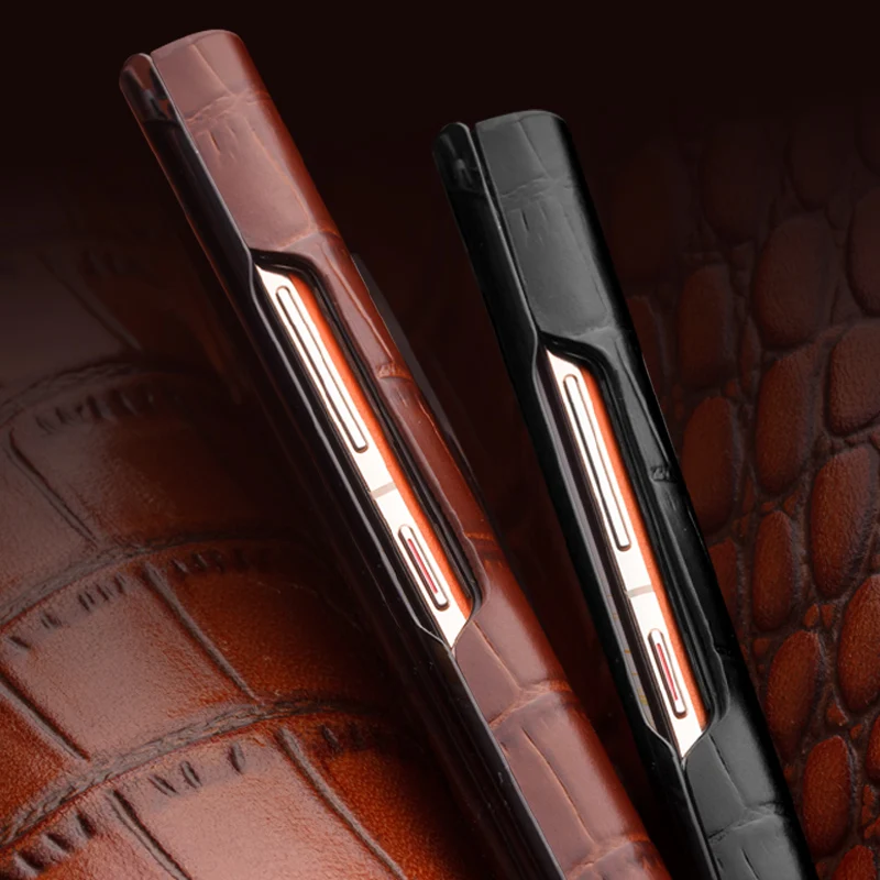 QIALINO Genuine Leather Flip Case for Huawei Mate 50 Ultra Light Luxury Phone Cover with Smart View Case for Mate 50 Pro