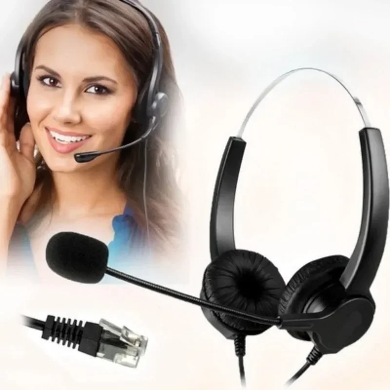 Call Center Headphones Noise Cancelling Headphones Wired Fixed Telephone Headphones with Microphone