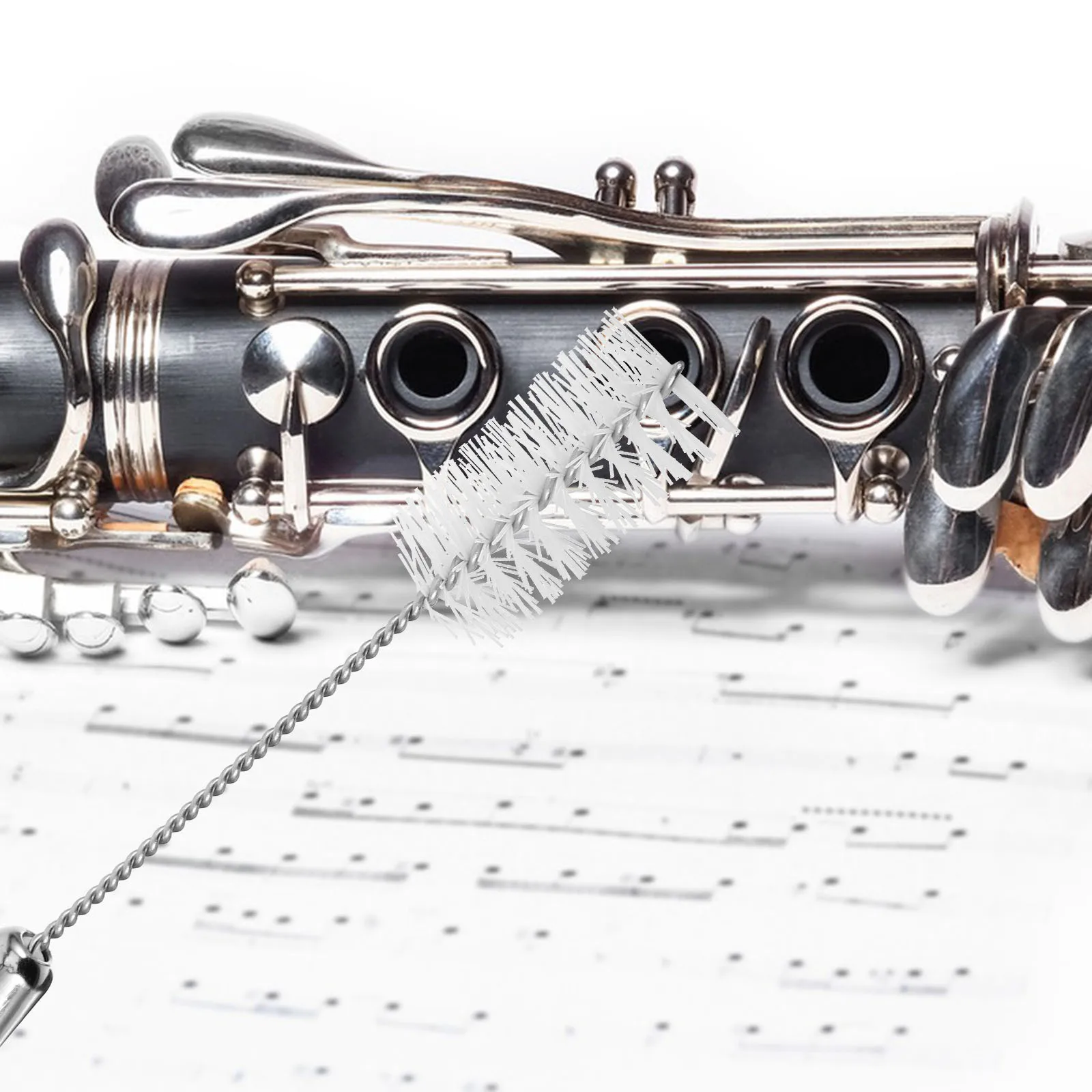 

2Pcs Flute Cleaning Brush Durable Soft Bristles Long Handle Design Portable Instrument Care Tool Flute Cleaning Brush